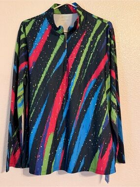 AceGolfs Womens XXL Long sleeve Golf Pullover Shirt - Cool Retro Print UPF 50+